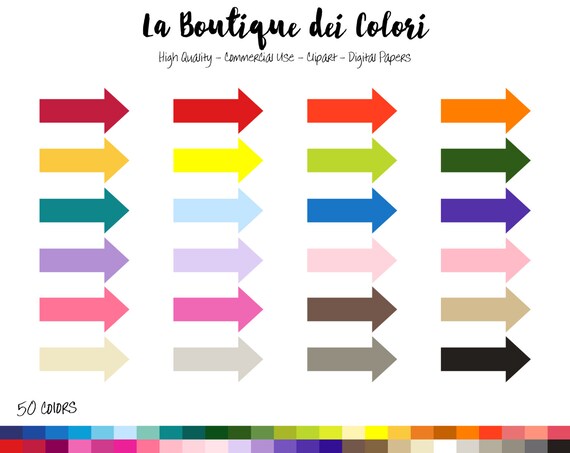 50 Rainbow Solid color Arrow Clip art, Banners Digital illustrations PNG, Arrows shape label Clipart, Planner Stickers Commercial Use Il_570xn