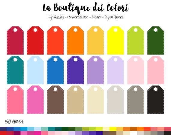 50 Rainbow Stitched Present Tags Clip Art Banners Digital Graphic