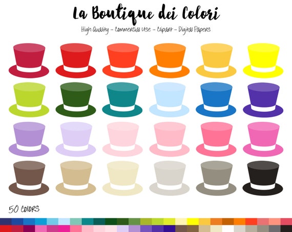 50 Rainbow Party Top Hat Clip art, Digital illustrations PNG, colorful ...