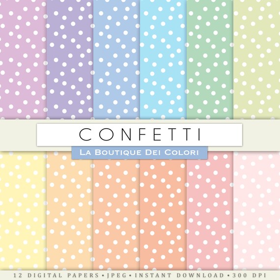 Pastel confetti Digital Paper. polka dots digital paper Download for Commercial Use patterns, geometric polkadot backgrounds Il_570xn