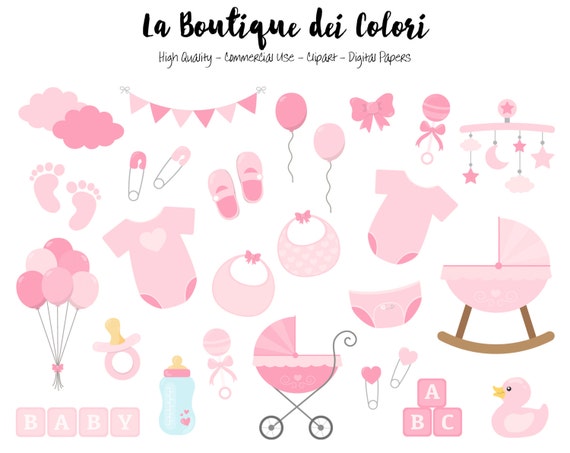 Pink Baby Girl Clipart, Cute Graphics PNG, Scrapbook Invitation baby shower, nursery Owl Clip art, Planner Stickers Commercial Use Il_570xn