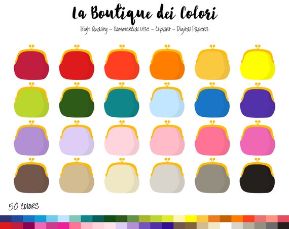 50 Rainbow Cute Coin Purse Clip art, Colorful Digital graphics PNG, money payday coins Clipart, Planner Stickers Commercial Use Il_570xn