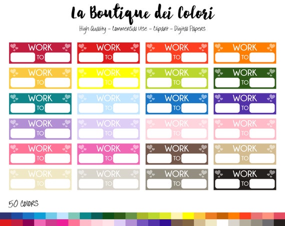 50 Rainbow Work from to Clip art, Digital illustrations PNG, Work Planner, schedule reminder Clipart, Planner Stickers Commercial Use Il_570xn