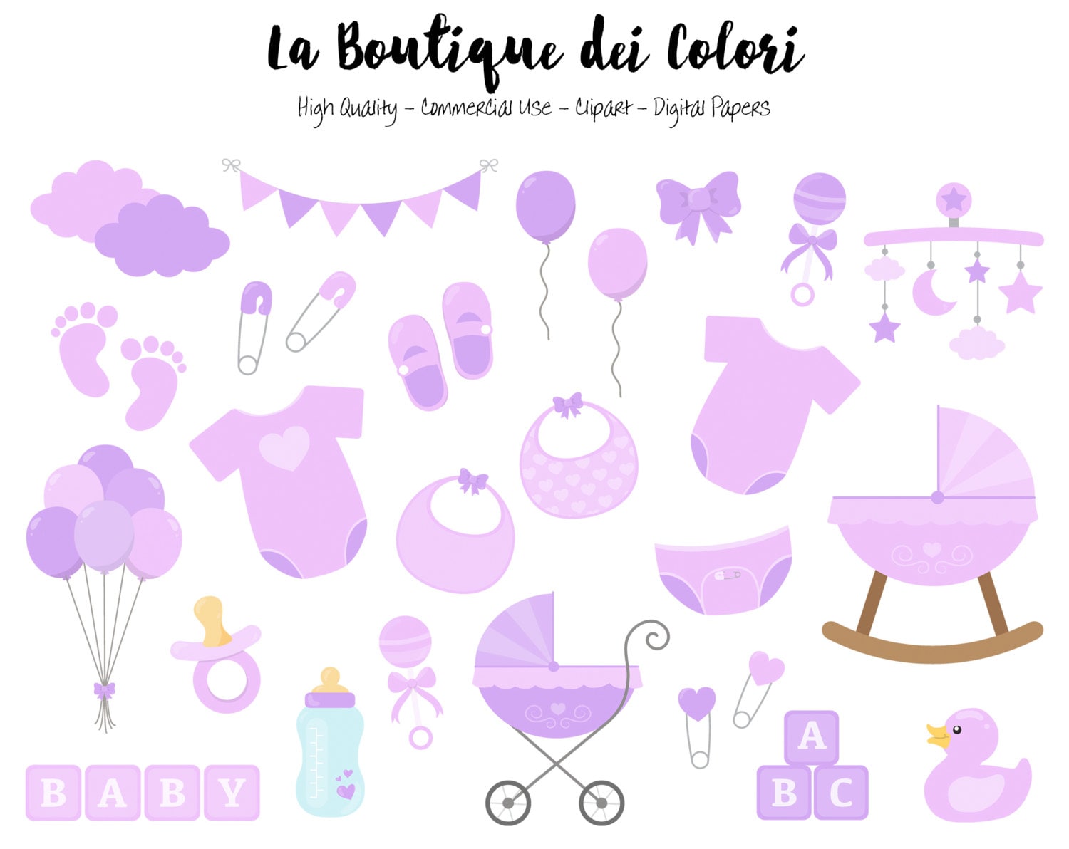 Purple Baby Girl Clipart Cute Graphics PNG Scrapbook Etsy