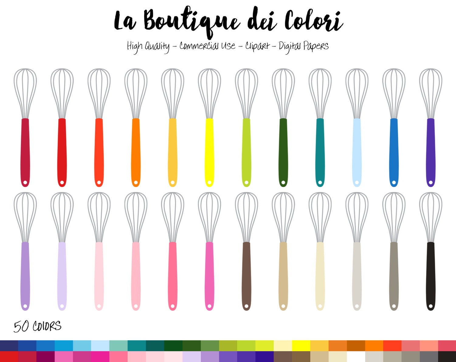 50 Rainbow Whisk Clip Art Graphics PNG Colorful Whisks Etsy
