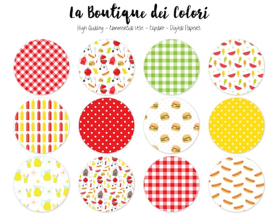 Bbq Barbecue Circles Clipart Cute Circle Clip Art Printable Etsy
