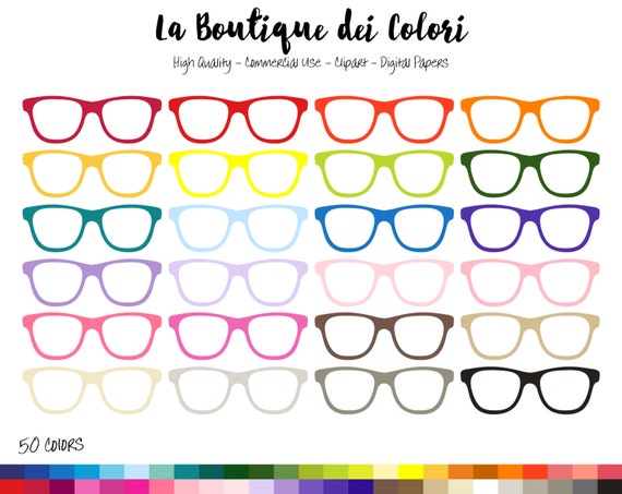 Buy 50 Rainbow Hipster Glasses Clipart, Cute Digital Illustrations PNG,  Eyes Shades Clip Art, Planner Stickers Commercial Use Online in India - Etsy