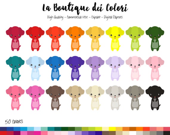 50 Rainbow Kawaii Dog Clip Art Cute Graphics Illustrations Png