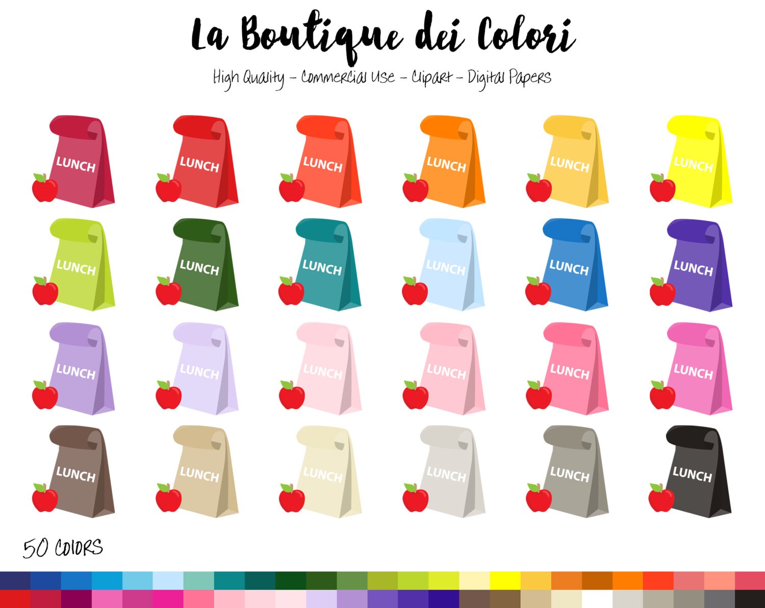 50 Rainbow Crayons Clip Art By La Boutique Dei Colori