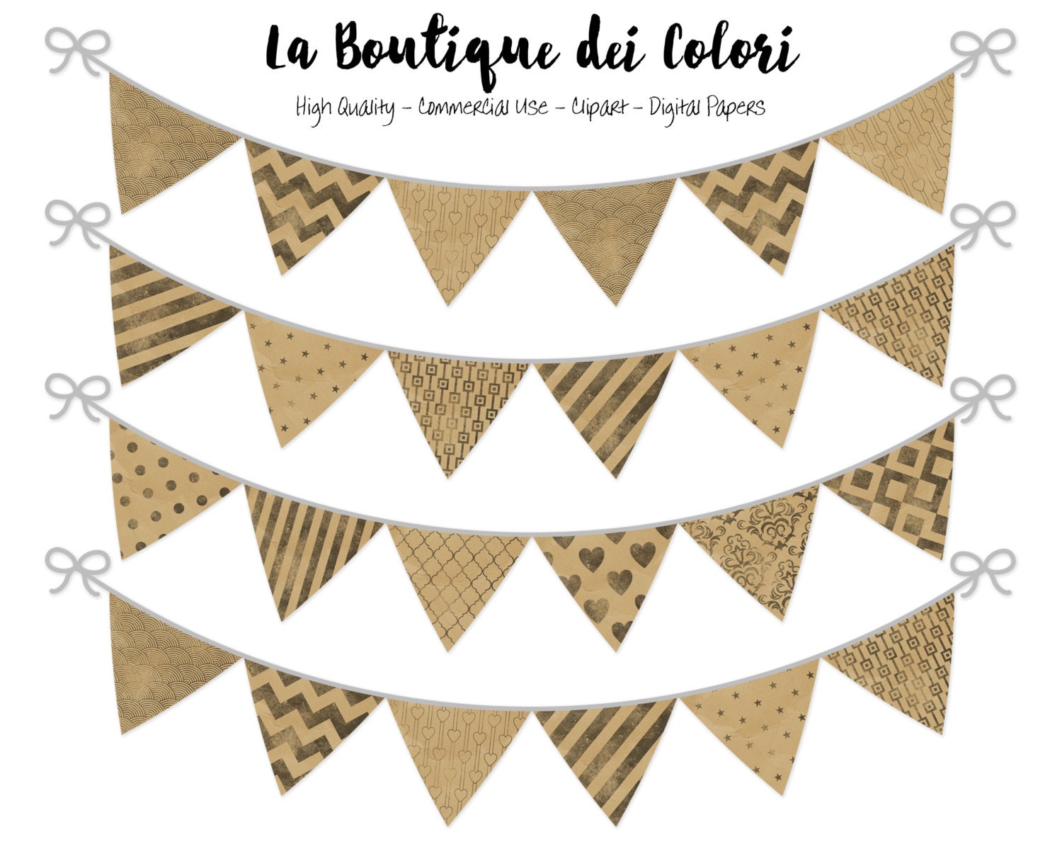 Kraft Paper Bunting Banners Party Flags clipart Brown Paper Etsy