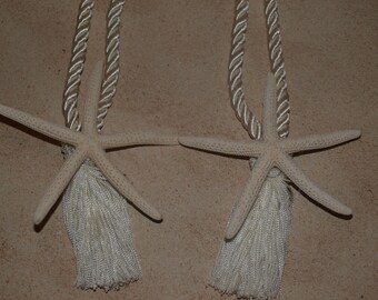 Starfish Curtain Tie Back Set - White Pencil Starfish Curtain Tie Backs