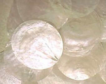 Bulk Capiz Shells  2" Round (100-200) - flat, semi-transparent shell with a pearlescent appearance