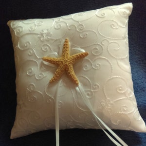 Matching Set Starfish Ring Bearer Pillow And Flower Girl Basket Beach Themed Weddings image 2