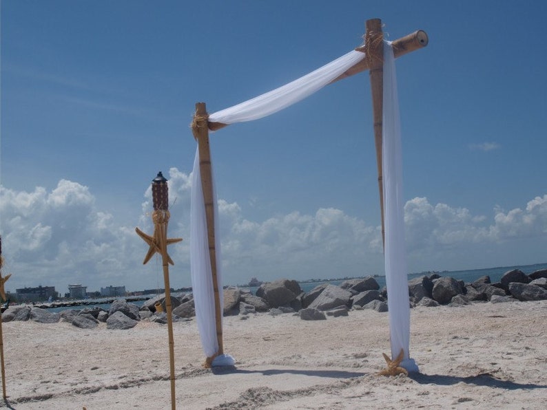 Bamboo Beach Wedding Arch With 1 Drape Of Fabric Beach Etsy