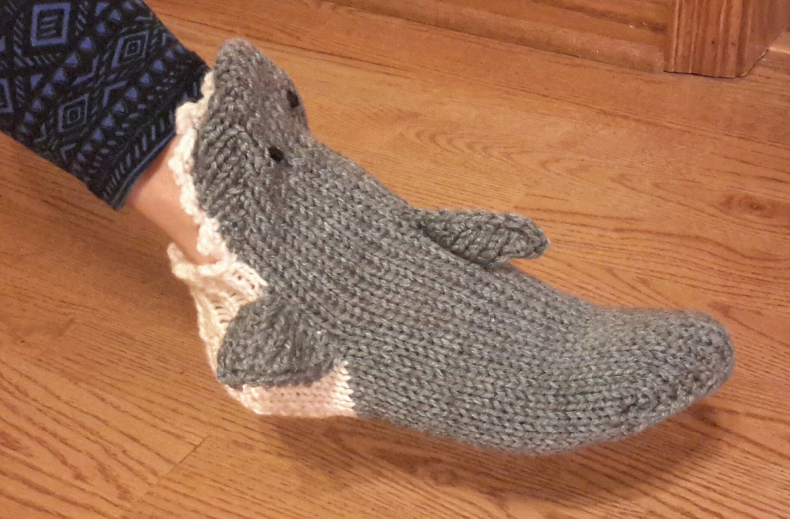 Hand Knit Gray SHARK SOCKS Etsy