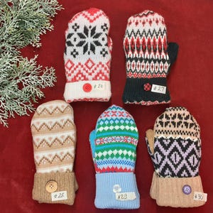 SALE Wool blend mittens. Felted Wool, Sweater Mittens, Women's Mittens, Fleece Lined Mittens, Gift, Upcycled Sweater Mittens