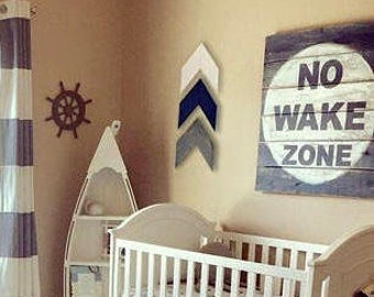 NO WAKE ZONE rustic nautical wood sign, baby nursery