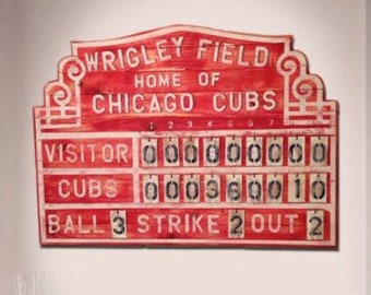 Chicago Cubs Wrigley Field Sports Baseball Team scoreboard, Vintage style