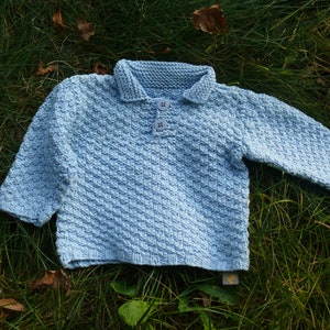 Polo Pulli Bio Würfelmuster handgestrickt Bild 1