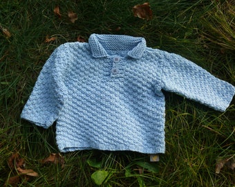 Polo Pulli Bio Würfelmuster handgestrickt