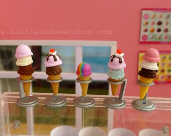 Dollhouse miniature Double Scoop Ice Cream Cone 12 pcs