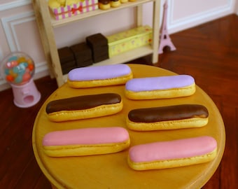 Mini Éclair French Choux Pastry for 1:3 scale Dolls. Handmade by Nadia Michaux