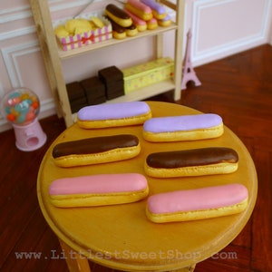 Mini Éclair French Choux Pastry for 1:3 scale Dolls. Handmade by Nadia Michaux