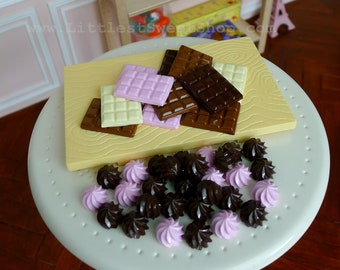 Mini Chocolate Candy Bar & Moulded Chocolate for 1:3 scale 18" Dolls. Handmade by Nadia Michaux