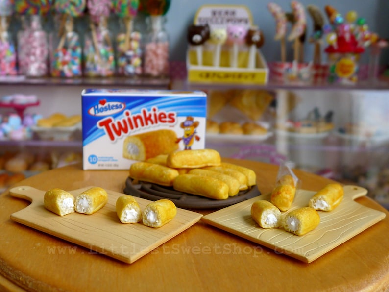 Miniature Twinkies packaged in plastic for 1:6 Scale Dolls Food. Handmade by Nadia Michaux image 4