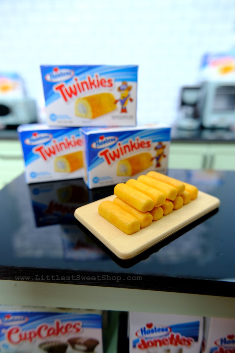 Miniature Twinkies packaged in plastic for 1:6 Scale Dolls Food. Handmade by Nadia Michaux image 6