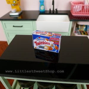 Miniature Twinkies packaged in plastic for 1:6 Scale Dolls Food. Handmade by Nadia Michaux Twinkies Box ONLY