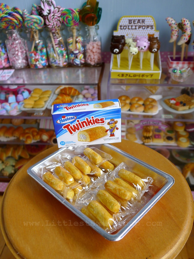 Miniature Twinkies packaged in plastic for 1:6 Scale Dolls Food. Handmade by Nadia Michaux 2 packaged Twinkies