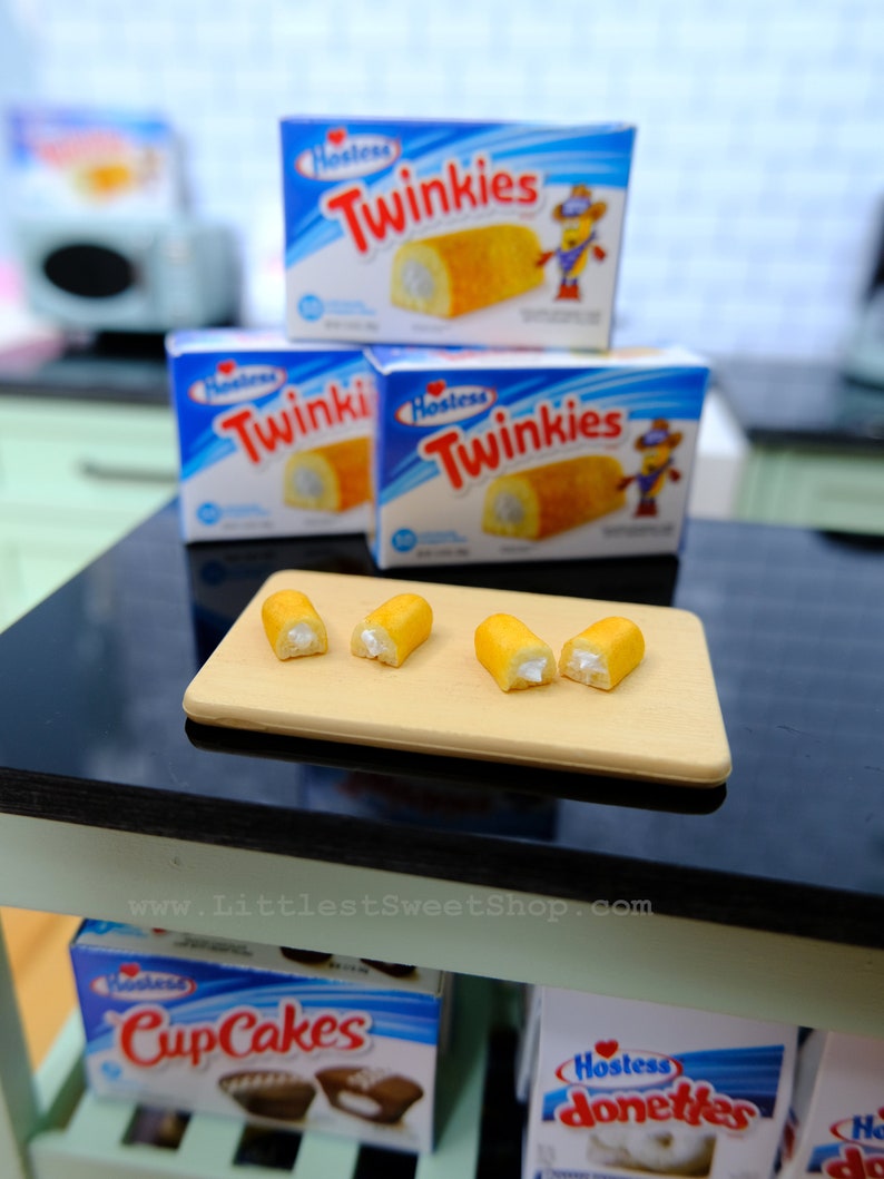 Miniature Twinkies packaged in plastic for 1:6 Scale Dolls Food. Handmade by Nadia Michaux image 7