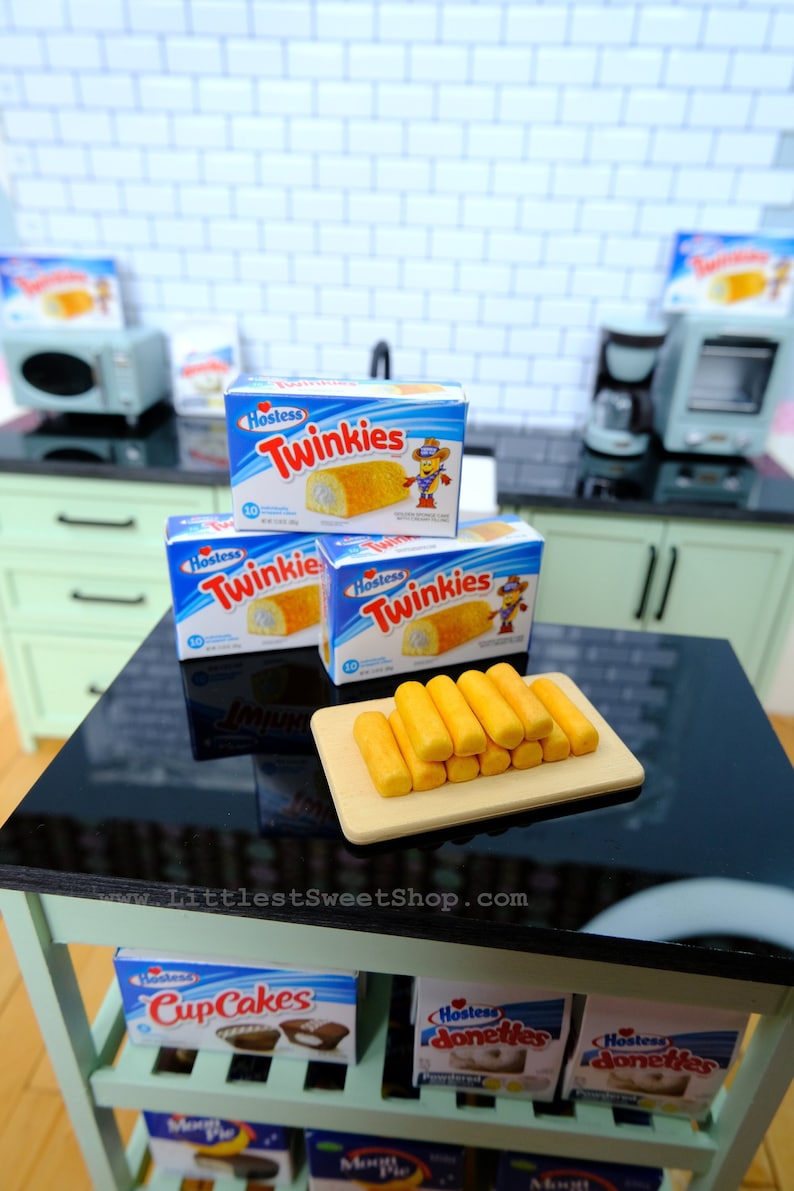 Miniature Twinkies packaged in plastic for 1:6 Scale Dolls Food. Handmade by Nadia Michaux image 1