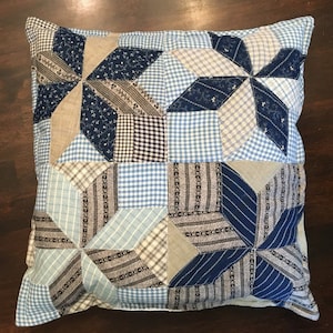 Quilted 14&quot; Pillow made from Rescued Antique Quilt Pieces