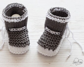 LittleBaby Namensschuhe,grau Babyschuhe , Babyschuhe mit Namen, Babyschuhe mit,Kindersocken,Taufschuhe für BABYBOY,Personalisierte Geschenk