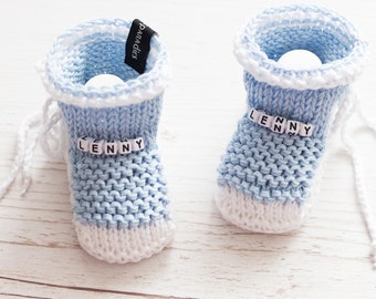 Taufschuhe Babyschuhe Babyboy,Babyblau Schuhe , für Babyboy, Babyschuhe mit Namen, Kindersocken mit Namen,warme Babysocken,Namenschuhe