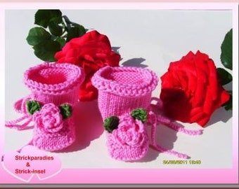 LittleBaby knitted baby shoes with roses, crochet shoes for baby girls christening shoes gift for baby