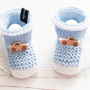 LittleBaby BABYSCHUHE,Taufschuhe Babyschuhe Babyboy,Babyblau Schuhe , für Babyboy, Kindersocken mit Namen,warme Babysocken,Namenschuhe,Auto Bild 1