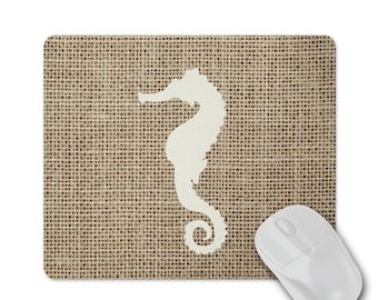 Seahorse Mouse Pad, Rustic Beach House Desk Decor