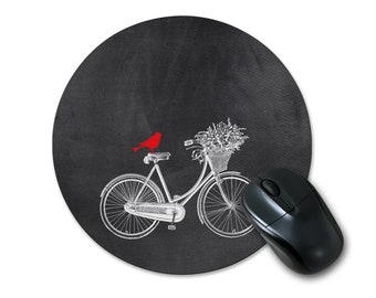 Bicycle Mouse Pad - Bicycle Mousepad - Computer Mouse Mat, Bike Bicycle Gifts, Cottage Chic Office Decor Accessories Gifts, Gift for Her