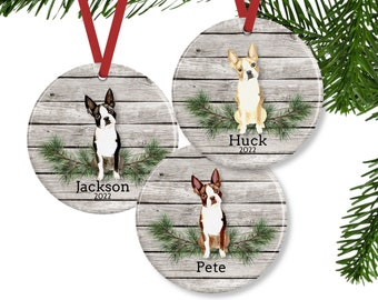 Personalized Boston Terrier Ornament, Dog Memorial Keepsake