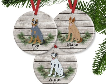 Australian Cattle Red Gift Box Blue Ornament