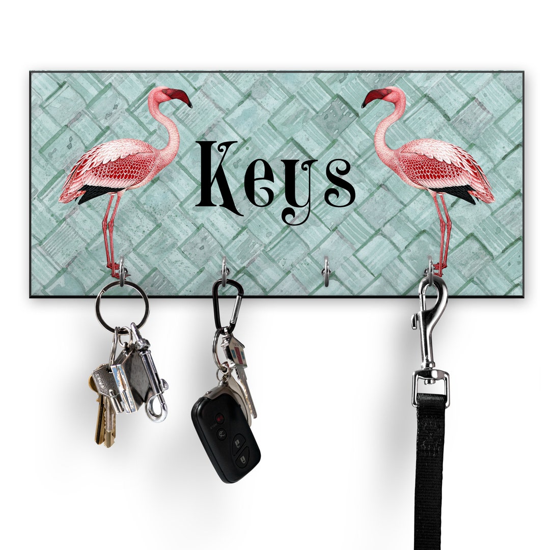 Flamingo Key Holder for Wall, Tropical Entryway Wall Decor Etsy
