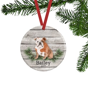 English Bulldog Ornament, Personalized Pet Memorial Gift