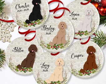 Labradoodle Ornament, Personalized Doodle Dog Memorial Gifts