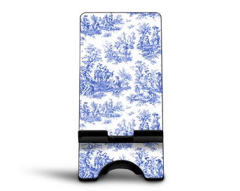 Blue Toile Cell Phone Holder - French Country Decor