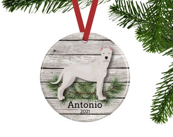 Dogo Argentino Ornament, Personalized Dog Memorial Gift