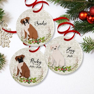 Boxer Ornament or Personalized Dog Memorial Gift