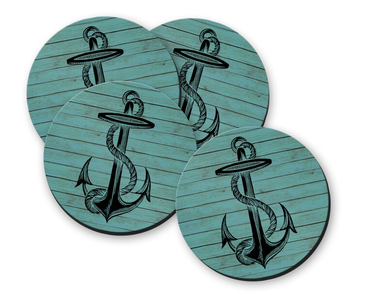 Anchor Drink Coasters Nautical Coffee Table Decor Etsy